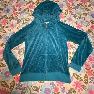 Juicy Couture Teal Velour Hoodie Jacket